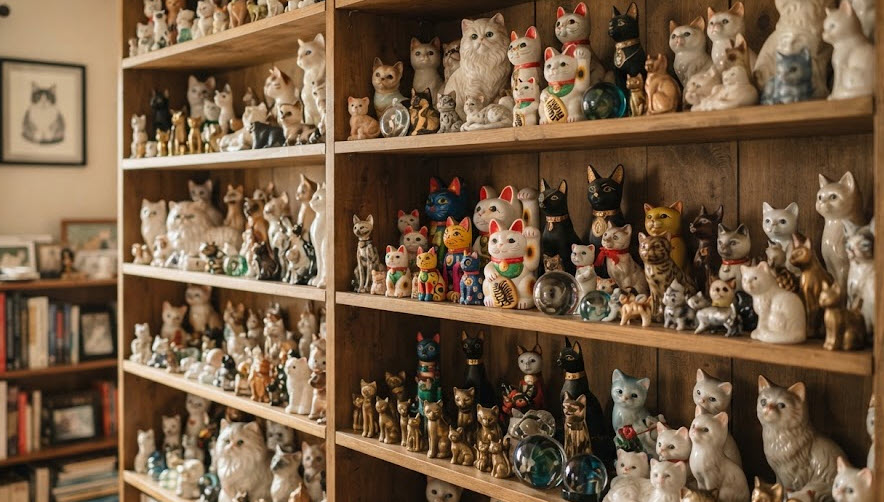collection of cat figurines
